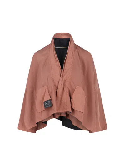 Kimono Rain Pink No-rain Waterproof V-neck Outerwear Cape In Brown