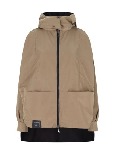 Kimono Rain Reversible Raincoat – Beige/black In Neutrals