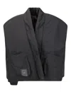 Kimono Rain Short Padded Kimono With Side Slits And Functional Pockets In Black
