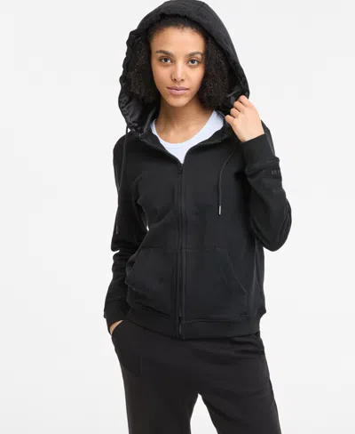 Kin Apparel Women's Cotton Zip-front Satin-lined Hoodie