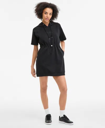 Kin Apparel Women's Hooded Drawstring-waist Short-sleeve Dress