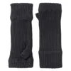 Kinalba Ladies Black Ribbed Cashmere Wrist-warmers In Gray