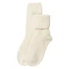 Kinalba Ladies White Ribbed Cashmere Bed Socks In White
