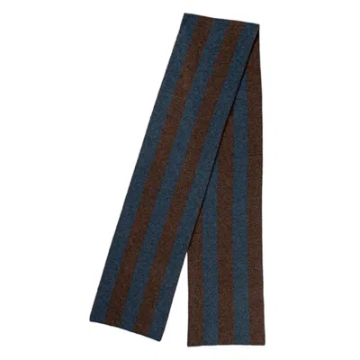 Kinalba Men's Blue / Brown Slate College Stripe Cashmere Scarf In Multi