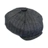 Kinalba Men's Blue Navy Herringbone Cashmere Baker Boy Cap In Blue