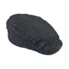 Kinalba Men's Blue Navy Herringbone Cashmere Flat Cap In Blue