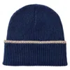 Kinalba Men's Blue / Neutrals Gents Midnight Mid-weight Ribbed Cashmere Beanie Hat In Blue