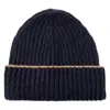 Kinalba Men's Blue / Neutrals Gents Navy Chunky Ribbed Cashmere Beanie Hat In Blue