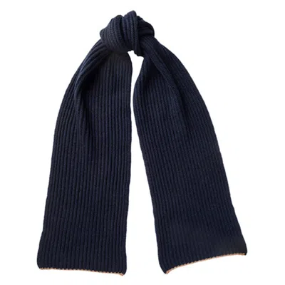 Kinalba Men's Blue / Neutrals Gents Navy Chunky Ribbed Cashmere Scarf