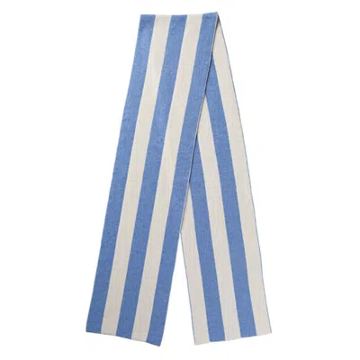 Kinalba Men's Blue / White White College Stripe Cashmere Scarf In Multi