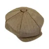 Kinalba Men's Neutrals Vicuna Herringbone Cashmere Baker Boy Cap
