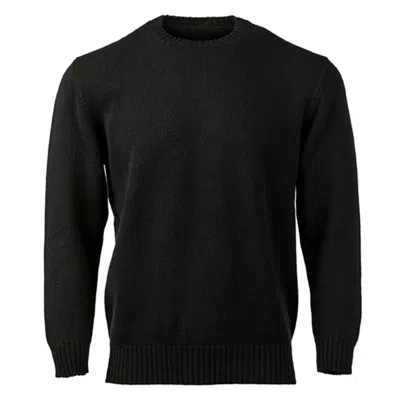 KINALBA MEN'S UNISEX BLACK MID-WEIGHT PLAIN CASHMERE CREW NECK SWEATER