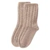 Kinalba Neutrals Ladies Taupe Cable Cashmere Bed Socks In Brown