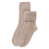 Kinalba Neutrals Ladies Taupe Ribbed Cashmere Bed Socks In Nude