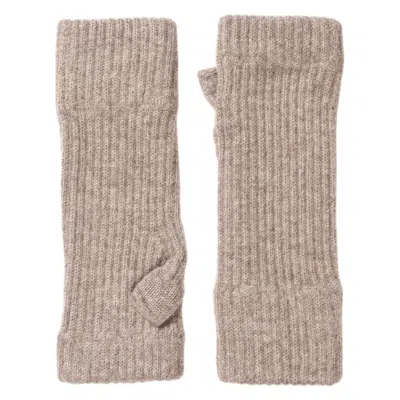 Kinalba Neutrals Ladies Taupe Ribbed Cashmere Wrist-warmers In Brown