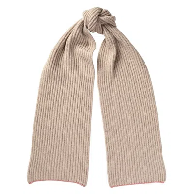 Kinalba Neutrals / Pink Ladies Camel Chunky Ribbed Cashmere Scarf