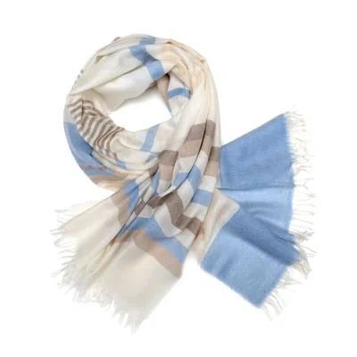 Kinalba Women's Blue Weekender Azure Stripe Cashmere & Silk Scarf