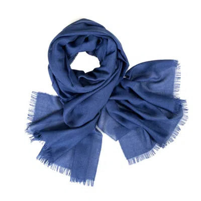 Kinalba Women's Blue Weekender Dark Denim Cashmere & Silk Scarf