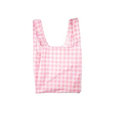 Kind Bag Medium Bubblegum Pink Gingham Reusable Bag In Black