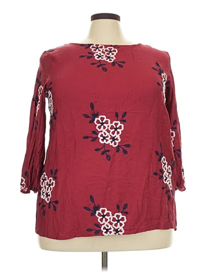 Pre-owned Kindred 3/4 Sleeve Blouse In Burgundy