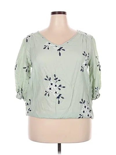 Pre-owned Kindred 3/4 Sleeve Blouse In Green