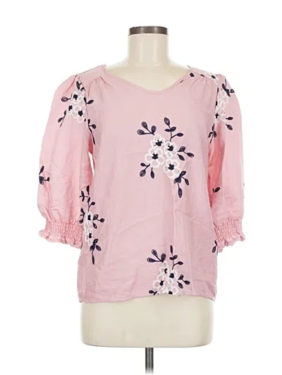 Pre-owned Kindred 3/4 Sleeve Blouse In Pink