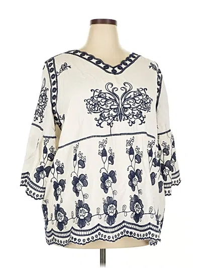 Pre-owned Kindred 3/4 Sleeve Blouse In White