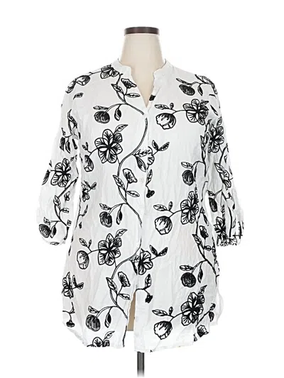 Pre-owned Kindred 3/4 Sleeve Button Down Shirt In White