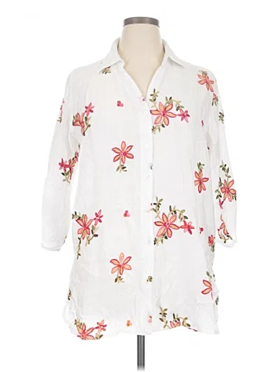 Pre-owned Kindred 3/4 Sleeve Button Down Shirt In White
