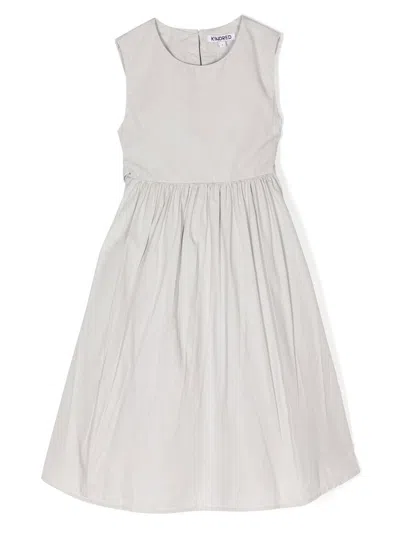 Kindred Kids' Bow-detail Organic-cotton Dress In Grey