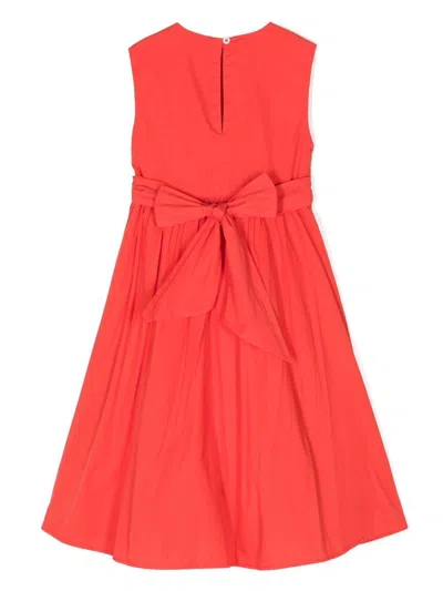 Kindred Kids' Bow-detail Organic-cotton Dress In Orange