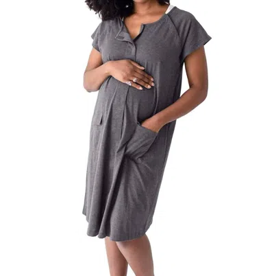 Kindred Bravely 3 In 1 Universal Labor, Delivery & Nursing Gown In Grey Heather In Gray