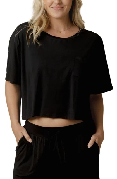 Kindred Bravely Aria Casual Cropped Short Sleeve Top In Black