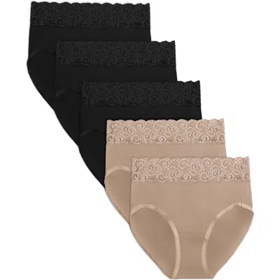 Kindred Bravely Assorted 5-pack Lace Trim High Waist Postpartum Briefs In Multi