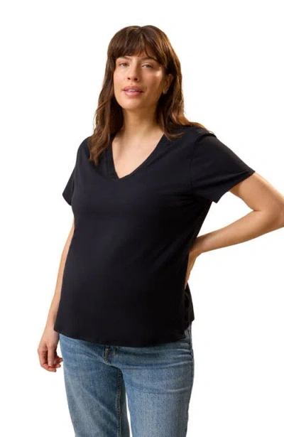 Kindred Bravely Classic Modal V-neck Nursing T-shirt In Black