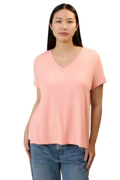 Kindred Bravely Classic Modal V-neck Nursing T-shirt In Pink