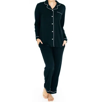 Kindred Bravely Clea Bamboo Classic Long Sleeve Maternity & Nursing Pajamas In Black