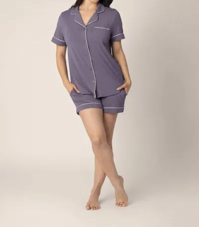 Kindred Bravely Clea Bamboo Classic Short Sleeve Pajama Set In Granite In Purple