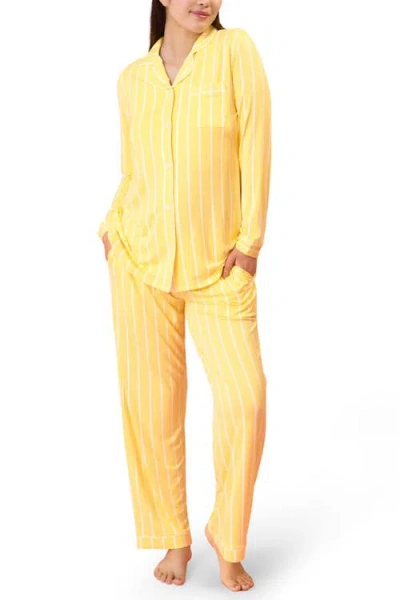 Kindred Bravely Clea Classic Long Sleeve Maternity & Nursing Pajama In Yellow