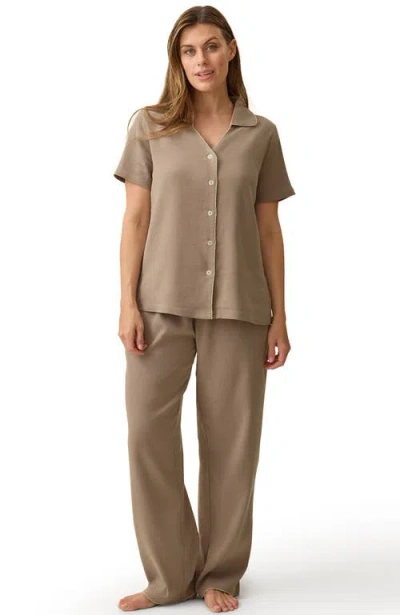 Kindred Bravely Cotton Blend Pajama Set In Brown