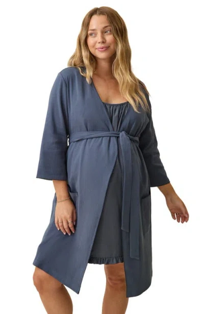 Kindred Bravely Cotton Blend Robe In Blue