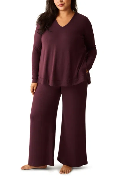 Kindred Bravely Cozyknit Maternity & Nursing V-neck Top In Burgundy