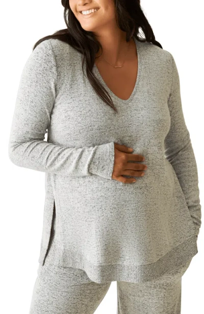 Kindred Bravely Cozyknit Maternity & Nursing V-neck Top In Gray