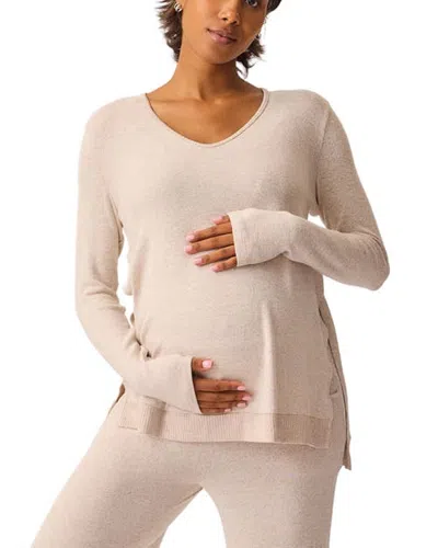 Kindred Bravely Cozyknit Maternity & Nursing V-neck Top In Neutral