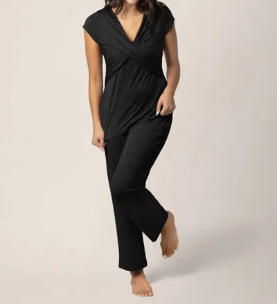 Kindred Bravely Davy Ultra Soft Maternity & Nursing Pajamas Sleepwear Set In Black