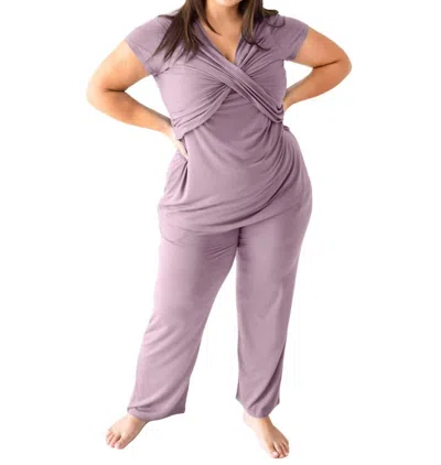 Kindred Bravely Davy Ultra Soft Maternity & Nursing Pajamas Sleepwear Set In Dusty Mauve