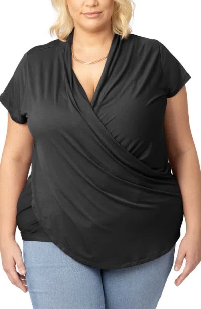 Kindred Bravely Draped Nursing Top In Black