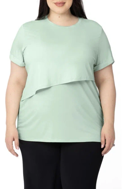 Kindred Bravely Everyday Asymmetric Ruffle Nursing/maternity Top In Mint