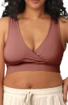 Kindred Bravely Racerback Crossover Maternity/nursing Bra In Redwood