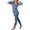Kindred Bravely Jane Long Sleeve Nursing Pajama Set In Slate Blue In Blue